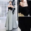 Vintage Schwarz Wildleder Ballkleider 2022 A Linie Bandeau Lange Ärmel Lange Festliche Kleider