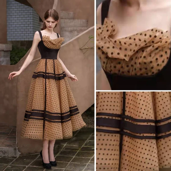 Chic / Beautiful Brown Spotted Homecoming Graduation Dresses 2022 A-Line / Princess Square Neckline Sleeveless Backless Floor-Length / Long Formal Dresses