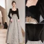 Chic / Beautiful Black Suede Prom Dresses 2022 A-Line / Princess Square Neckline Rhinestone Long Sleeve Floor-Length / Long Formal Dresses