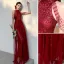 Charming Sparkly Burgundy Sequins Evening Dresses 2021 A-Line / Princess Sleeveless Scoop Neck Floor-Length / Long Prom Formal Dresses
