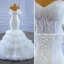 High End Weiß Perlenstickerei Spitze Blumen Brautkleider / Hochzeitskleider 2021 Meerjungfrau Bandeau Ärmellos Rückenfreies Hof-Schleppe Hochzeit