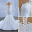 High-end White Beading Sequins Wedding Dresses 2021 Trumpet / Mermaid Scoop Neck Long Sleeve Cathedral Train Wedding