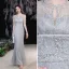 Charming Silver Grey Beading Evening Dresses 2021 Trumpet / Mermaid Scoop Neck Pearl Sequins Short Sleeve Floor-Length / Long Formal Dresses