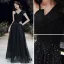Fashion Black Evening Dresses  2020 A-Line / Princess One-Shoulder Star Sequins Sleeveless Backless Floor-Length / Long Formal Dresses