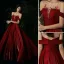 Chic / Belle Bordeaux Robe De Soirée 2020 Princesse Encolure Dégagée Faux Diamant Sans Manches Dos Nu Longue Robe De Ceremonie