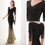 Charming Black Gold Evening Dresses  2020 Trumpet / Mermaid V-Neck Sequins 1/2 Sleeves Floor-Length / Long Formal Dresses