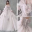 Luxury / Gorgeous Ivory Wedding Dresses 2020 Ball Gown Off-The-Shoulder Beading Crystal Sequins Long Sleeve Backless Royal Train