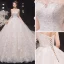 Charming Ivory Wedding Dresses 2020 Ball Gown Strapless Sequins Lace Flower Sleeveless Backless Royal Train