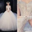 Luxury / Gorgeous Ivory Wedding Dresses 2020 Ball Gown Off-The-Shoulder Beading Rhinestone Sequins Short Sleeve Backless Royal Train