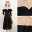 Chic / Belle Noire Robe De Soirée 2020 Princesse Daim Encolure Dégagée 1/2 Manches Mi-Longues Robe De Ceremonie