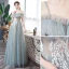 Abordable Bleu Ciel Transparentes Robe De Bal 2020 Princesse Volants Bretelles Spaghetti Appliques Sans Manches Dos Nu Longue Robe De Ceremonie
