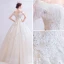 Charmant Ivory / Creme Brautkleider / Hochzeitskleider 2020 Ballkleid Off Shoulder Perlenstickerei Kristall Quaste Pailletten Spitze Blumen Kurze Ärmel Rückenfreies Lange