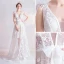 Erschwinglich Ivory / Creme Strand Brautkleider / Hochzeitskleider 2020 A Linie V-Ausschnitt Schleife Spitze Blumen Ärmellos Rückenfreies Hof-Schleppe