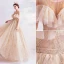Charmant Doré Robe De Bal 2020 Princesse Encolure Dégagée Perlage Cristal Gland Paillettes Manches Courtes Dos Nu Longue Robe De Ceremonie