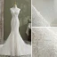 Charming Ivory Wedding Dresses 2021 Trumpet / Mermaid V-Neck Beading Pearl Sequins Lace Flower Sleeveless Backless Court Train Wedding