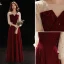 Fashion Burgundy Evening Dresses  2020 A-Line / Princess V-Neck Glitter Beading Star Sequins 3/4 Sleeve Floor-Length / Long Formal Dresses