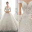 Luxury / Gorgeous Champagne Wedding Dresses 2020 Ball Gown Off-The-Shoulder Beading Rhinestone Sequins Lace Flower Appliques Sleeveless Backless Royal Train