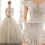 Luxe Champagne Robe De Mariée 2020 Princesse De l'épaule Paillettes Perlage Perle En Dentelle Fleur Appliques Sans Manches Dos Nu Royal Train