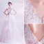 Abordable Blanche Robe De Mariée 2020 Princesse V-Cou En Dentelle Fleur Sans Manches Dos Nu Volants en Cascade Train De Balayage