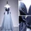 Chic / Belle Bleu D'encre Robe De Soirée 2020 Princesse Daim Bretelles Spaghetti Sans Manches Dos Nu Longue Robe De Ceremonie