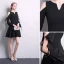 Chic / Beautiful Black Homecoming Graduation Dresses 2020 A-Line / Princess V-Neck 3/4 Sleeve Short Formal Dresses