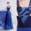 Elegant Ocean Blue Glitter Evening Dresses  2020 A-Line / Princess Spaghetti Straps Sleeveless Backless Floor-Length / Long Formal Dresses