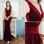 Sexy Bordeaux Daim Robe De Soirée 2020 Trompette / Sirène V-Cou Cristal Sans Manches Dos Nu Longue Robe De Ceremonie