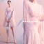 Fashion Blushing Pink Homecoming Tassel Graduation Dresses 2020 A-Line / Princess Scoop Neck Bow 3/4 Sleeve Short Formal Dresses