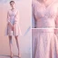 Chic / Beautiful Blushing Pink Homecoming Graduation Dresses 2020 A-Line / Princess V-Neck Tassel 3/4 Sleeve Short Formal Dresses