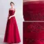 Chic Rouge Robe Demoiselle D'honneur 2020 Princesse Bustier En Dentelle Fleur Sans Manches Dos Nu Longue Robe Pour Mariage