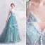 Elegancka Limonkowy Sukienki Na Bal 2020 Princessa Spaghetti Pasy Z Koronki Kwiat Bez Rękawów Bez Pleców Kaskadowe Falbany Trenem Sweep Sukienki Wizytowe