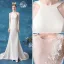 Affordable Ivory Wedding Dresses 2020 Trumpet / Mermaid Scoop Neck Lace Flower Sleeveless Backless Court Train