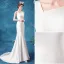 Affordable Ivory Wedding Dresses 2020 Trumpet / Mermaid Square Neckline Pierced Lace Flower Sleeveless Sweep Train