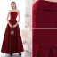 Elegant Burgundy Evening Dresses  2020 A-Line / Princess Strapless Sleeveless Backless Floor-Length / Long Formal Dresses