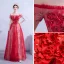 Charmant Rot Abendkleider 2020 A Linie Off Shoulder Pailletten Spitze Blumen Kurze Ärmel Rückenfreies Lange Festliche Kleider