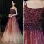 Charmant Bordeaux Robe De Soirée 2020 Princesse Bretelles Spaghetti Perlage Paillettes Sans Manches Dos Nu Longue Robe De Ceremonie