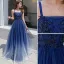 Chic / Belle Bleu Roi Robe De Soirée 2020 Princesse Bretelles Spaghetti Perlage Sans Manches Dos Nu Longue Robe De Ceremonie
