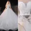 Charmant Blanche Robe De Mariée 2020 Robe Boule Bustier Paillettes Sans Manches Dos Nu Royal Train