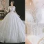 Chic / Belle Bleu Roi Robe De Soirée 2018 Trompette / Sirène En Dentelle Fleur Appliques Perlage Paillettes Encolure Dégagée 1/2 Manches Train De Balayage Robe De Ceremonie