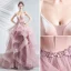 Chic / Beautiful Blushing Pink Cascading Ruffles Prom Dresses 2020 Ball Gown Spaghetti Straps Beading Lace Flower Sleeveless Backless Court Train Formal Dresses