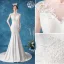 Affordable Ivory Wedding Dresses A-Line / Princess 2020 Scoop Neck Lace Flower Sleeveless Sweep Train