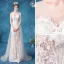 Illusion Abordable Ivoire Trompette / Sirène Robe De Mariée 2020 V-Cou En Dentelle Fleur Sans Manches Dos Nu Train De Balayage