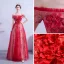 Charming Red Evening Dresses  Crossed Straps A-Line / Princess Off-The-Shoulder Sequins Lace Flower Short Sleeve Backless Floor-Length / Long Formal Dresses