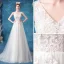 Élégant Ivoire Robe De Mariée 2020 Princesse V-Cou En Dentelle Fleur Sans Manches Dos Nu Train De Balayage