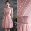 Chic / Beautiful Blushing Pink Sequins Cocktail Dresses Party Dresses 2021 A-Line / Princess Scoop Neck Sleeveless Sash Knee-Length Cocktail Party Formal Dresses