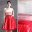 Charmant Rouge Robe De Fete Robe De Cocktail 2021 Princesse Bustier Sans Manches Dos Nu Mi-Longues Cocktail Robe De Ceremonie