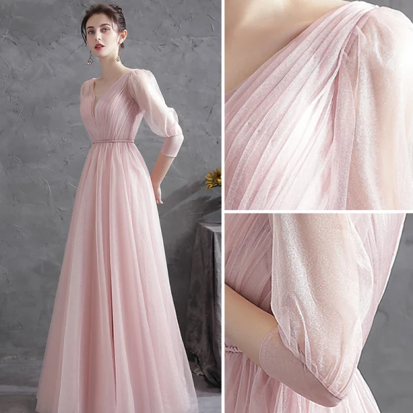 Sexy Pearl Rosa Cocktailkleider 2018 Schleife Pailletten V-Ausschnitt Ärmellos Rückenfreies Kurze Festliche Kleider