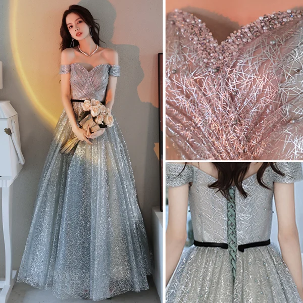 Chic / Beautiful Candy Pink Prom Dresses 2018 A-Line / Princess Appliques Pearl Off-The-Shoulder Backless Sleeveless Floor-Length / Long Formal Dresses