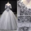 Affordable Pearl Pink Evening Dresses  2018 A-Line / Princess Lace Appliques Crystal Scoop Neck 3/4 Sleeve Floor-Length / Long Formal Dresses