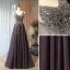 Chic / Beautiful Purple Prom Dresses 2021 A-Line / Princess V-Neck Beading Sequins Sleeveless Backless Floor-Length / Long Prom Formal Dresses